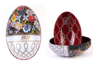 Metalldose im Fabergé- Stil- Flower-Power