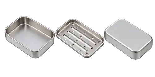 Aluminiumdose für Seife 3-teiig mit Abtropfsieb