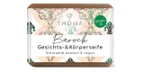 rechteckige braune Seife mit der Aufschrift BAROCK- Dusch-und Badeseife der Anke Thoma Naturkosmetik GmbH